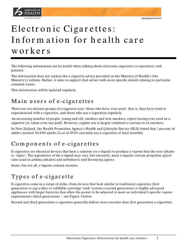 Electronic Cigarettes Information Health Care Workers Oct16v2 | PDF ...