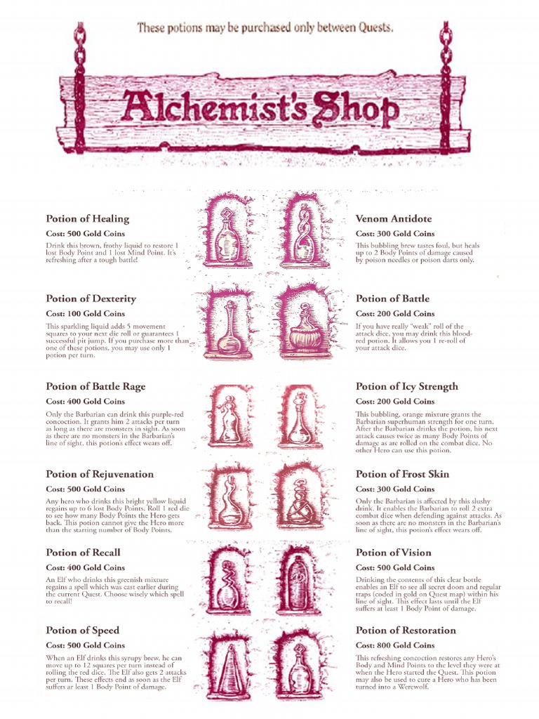 HeroQuest - Alchemist&rsquo;s Shop Compilation | PDF