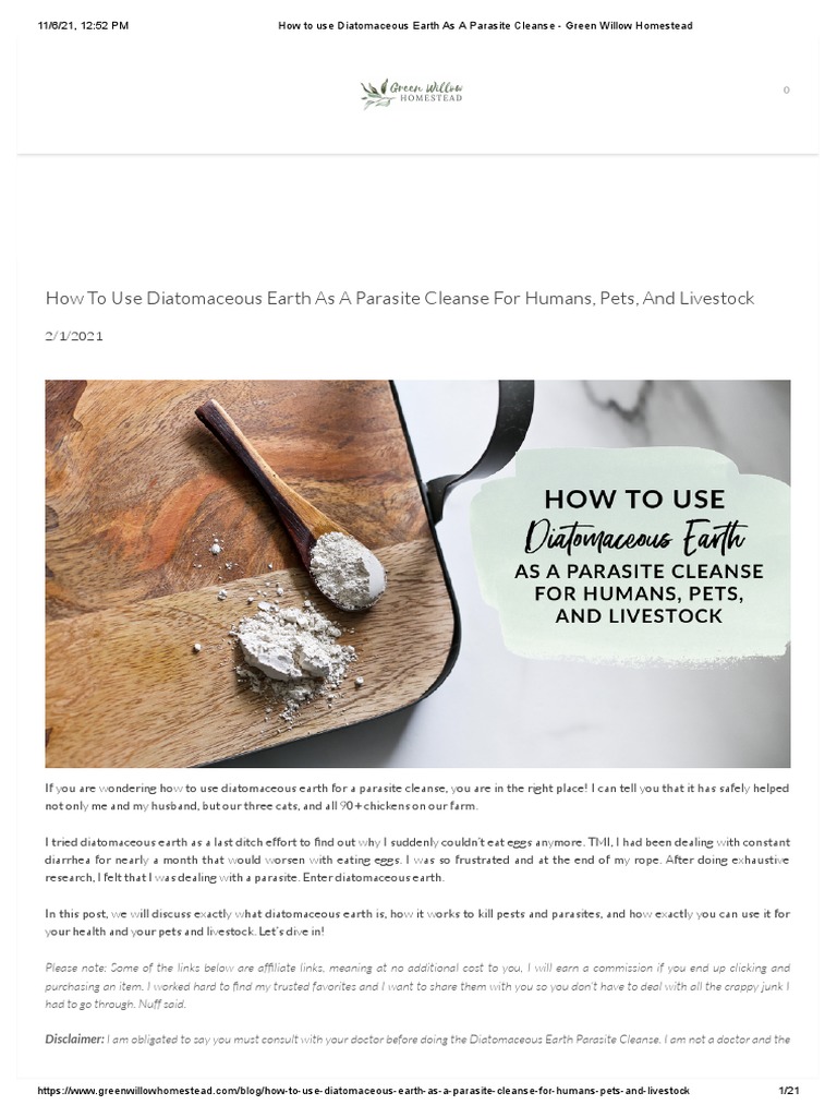 How To Use Diatomaceous Earth As A Parasite Cleanse Green Willow