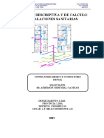 Memoria Descriptiva y de Cálculo Instalaciones SANITARIAS Consultorio Médico y Dental