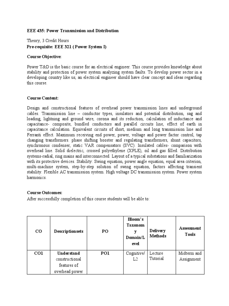 EEE 435: Power Transmission and Distribution | Descargar gratis PDF ...