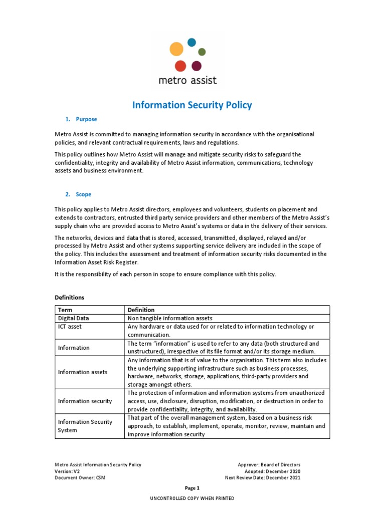 Information Security Policy | PDF | Information Security | Information
