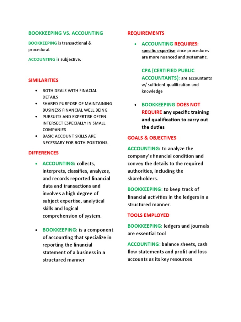 Bookkeeping vs. Accounting Explained | PDF | Bookkeeping | Accounting