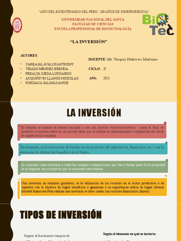 Tipos y Funciones de Inversión Financiera | PDF | Inversiones ...