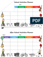 After School Activities Planner: Monday Tuesday Wednesday Thursday Friday