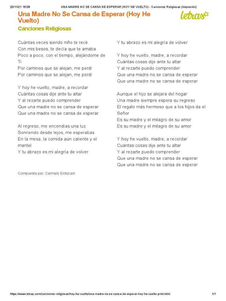 Una madre no se cansa de esperar | PDF