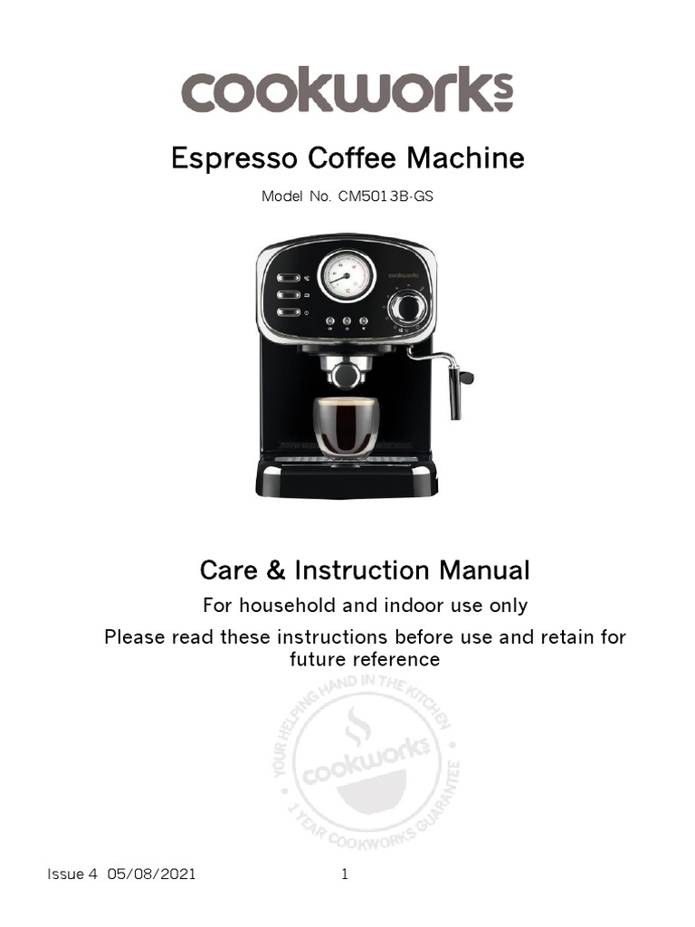 Espresso Coffee Machine Care & Instruction Manual PDF Ac Power