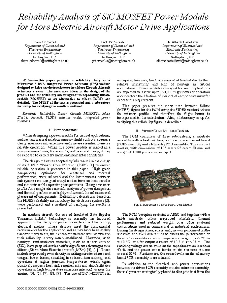 Reliability Analysis of SiC Power Module For More Electric Aircraft