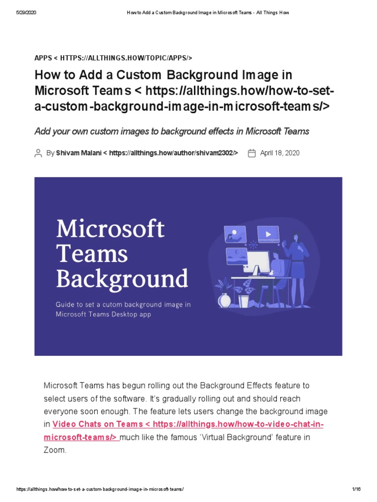 Custom Backgrounds in Microsoft Teams | PDF | Software | Computing