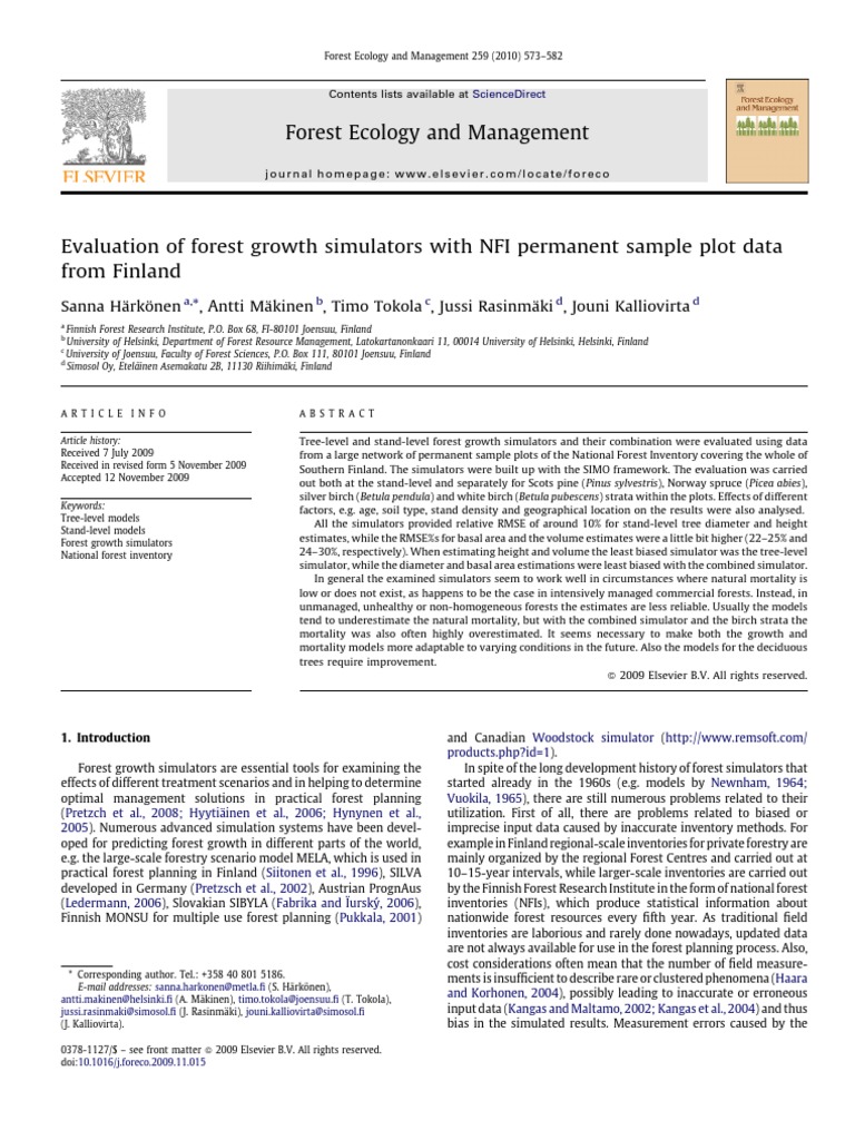 Evaluation of Forest Growth Simulator - Historico | PDF | Standard ...