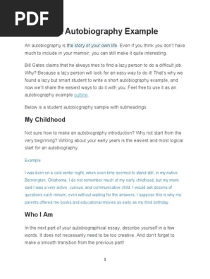 A Student Autobiography Example
