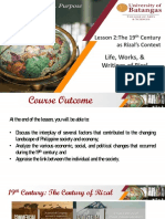 Lesson 2:the 19 Century As Rizal's Context: Life, Works, & Writings of Rizal