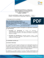 Guía de Actividades Unidad 1 y Formato de Apoyo - Tarea 1 - Fundamentos de Seguridad y Salud en El Trabajo