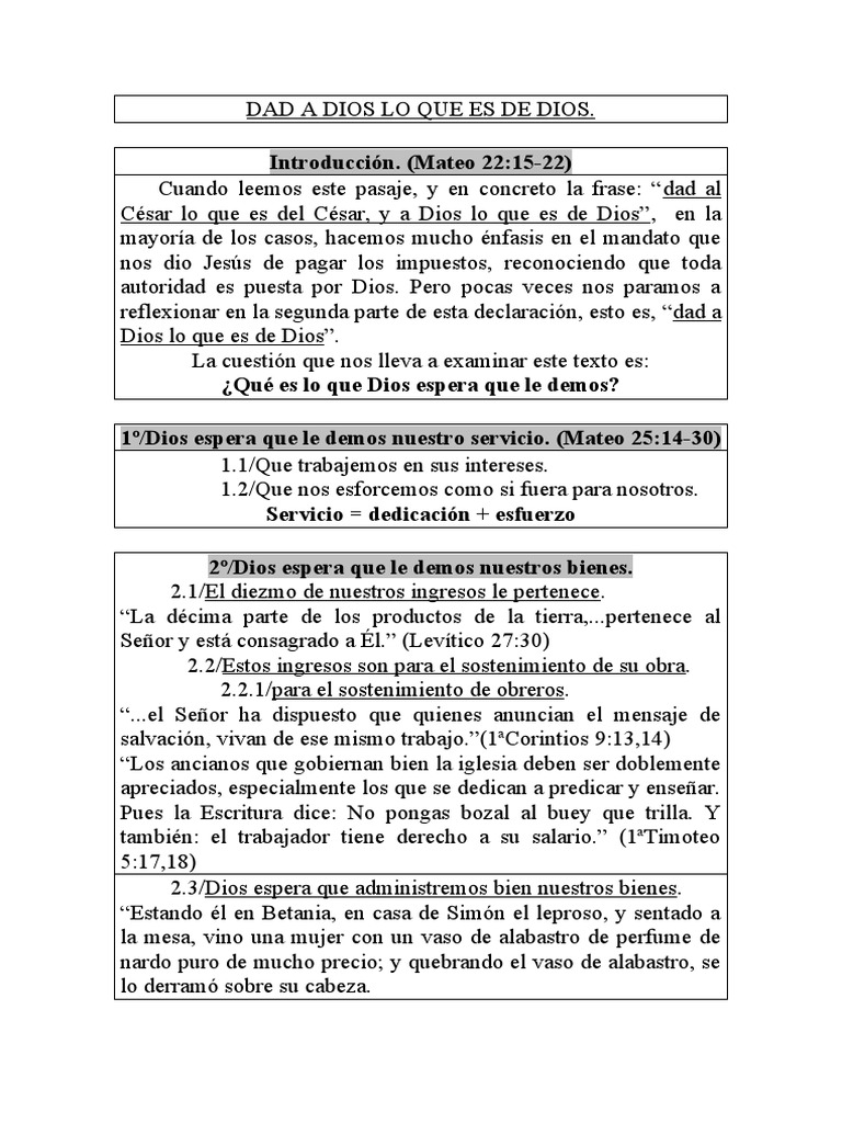 Dad A Dios Lo Que Es de Dios | PDF | Amor