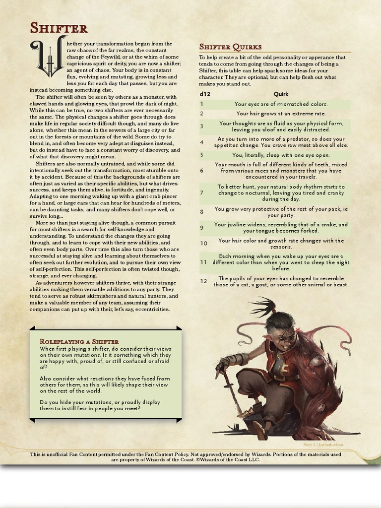 5E Shifter Class GM Binder PDF