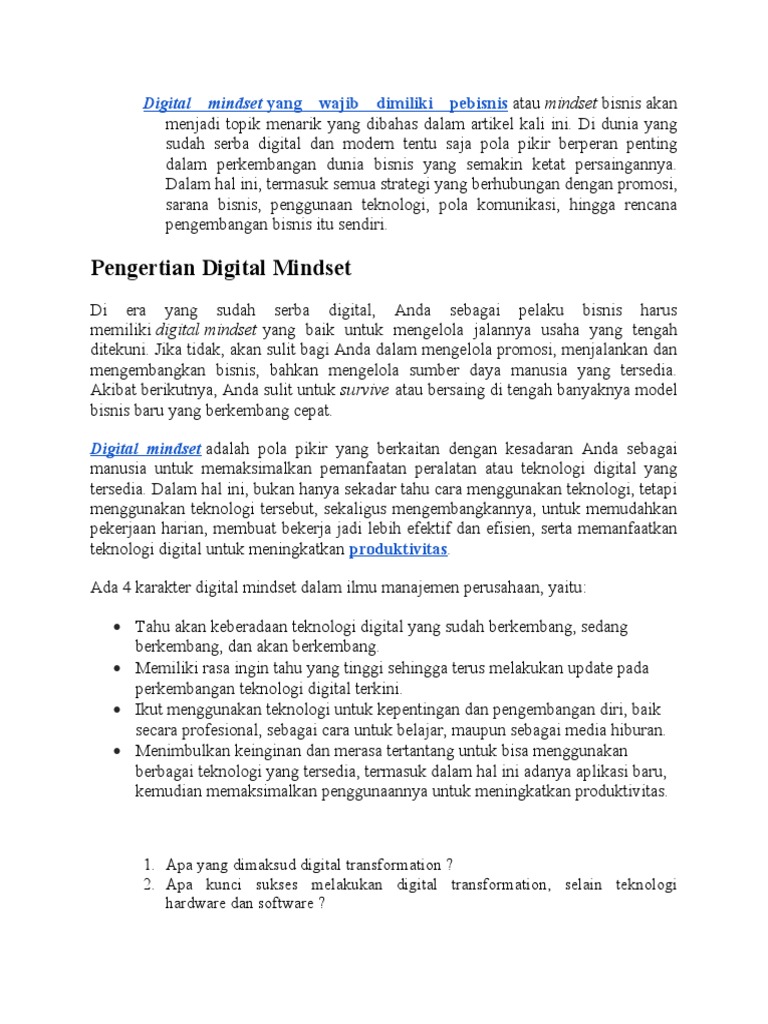 Enhancing Productivity Through Digital Mindset