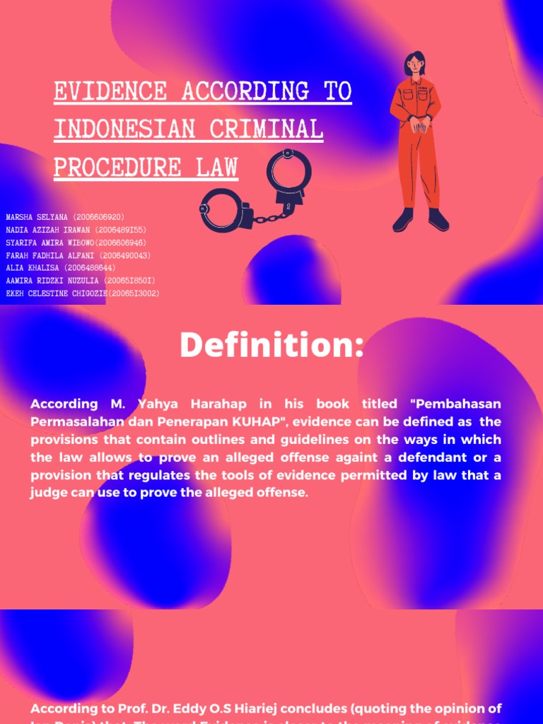 Group 8 Evidence According To Indonesian Criminal Procedure Law Pdf