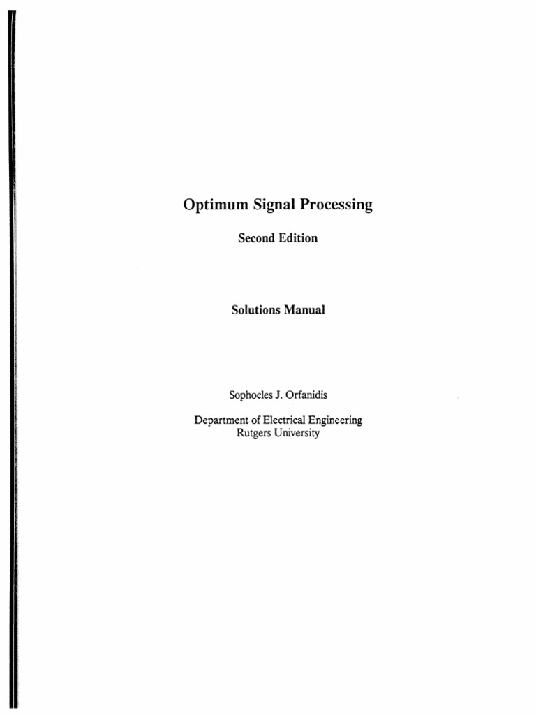 Optimum Signal Processing Solution Manual PDF
