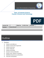 Pointers: Dept. of Computer Science Faculty of Science and Technology