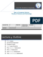 Loops: Dept. of Computer Science Faculty of Science and Technology