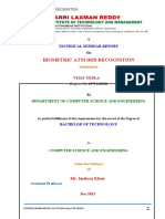 Biometric Atm Iris Recognition: Technical Seminar Report