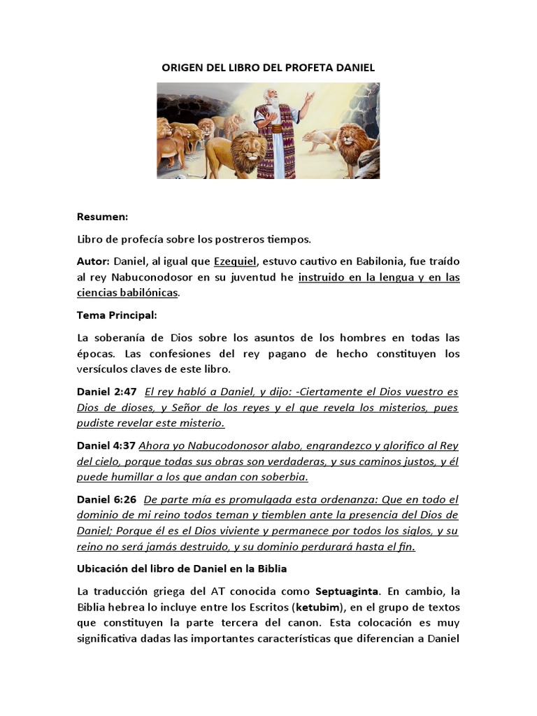 Origen Del Libro Del Profeta Daniel