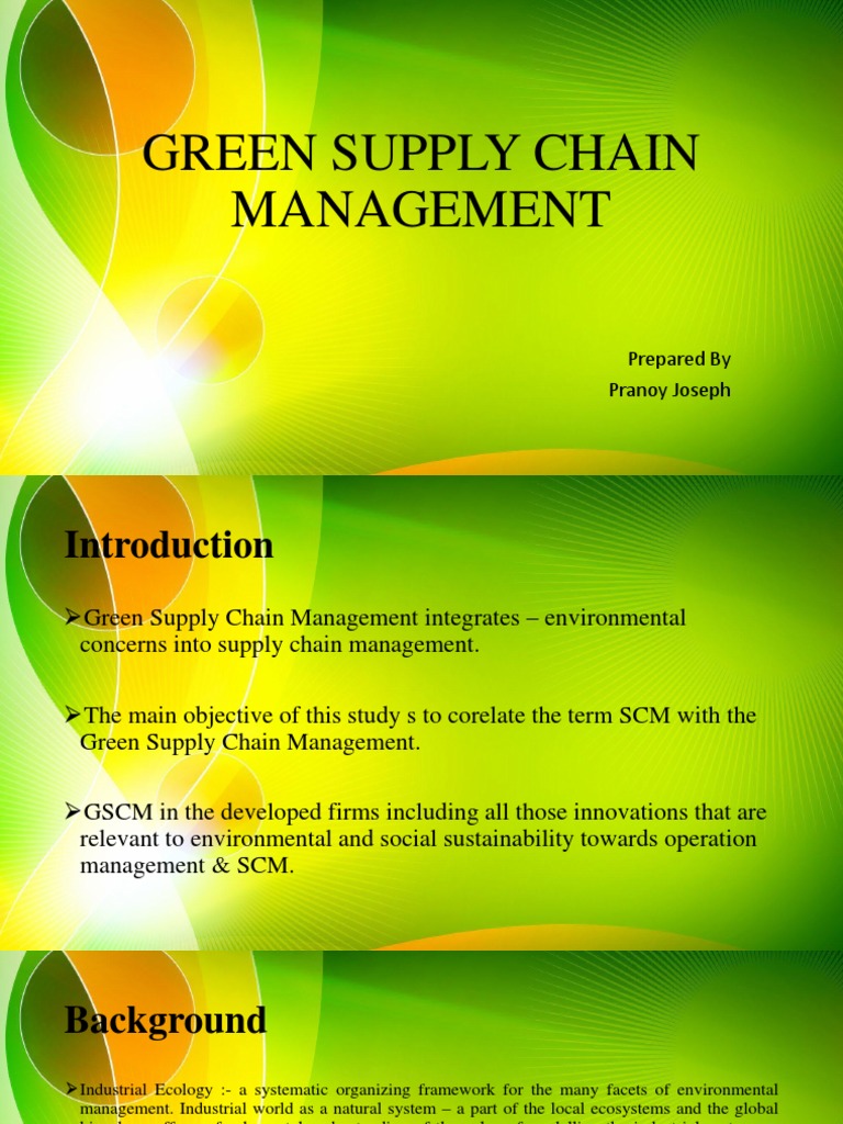 Green Supply Chain Management Overview | PDF | Supply Chain Management ...