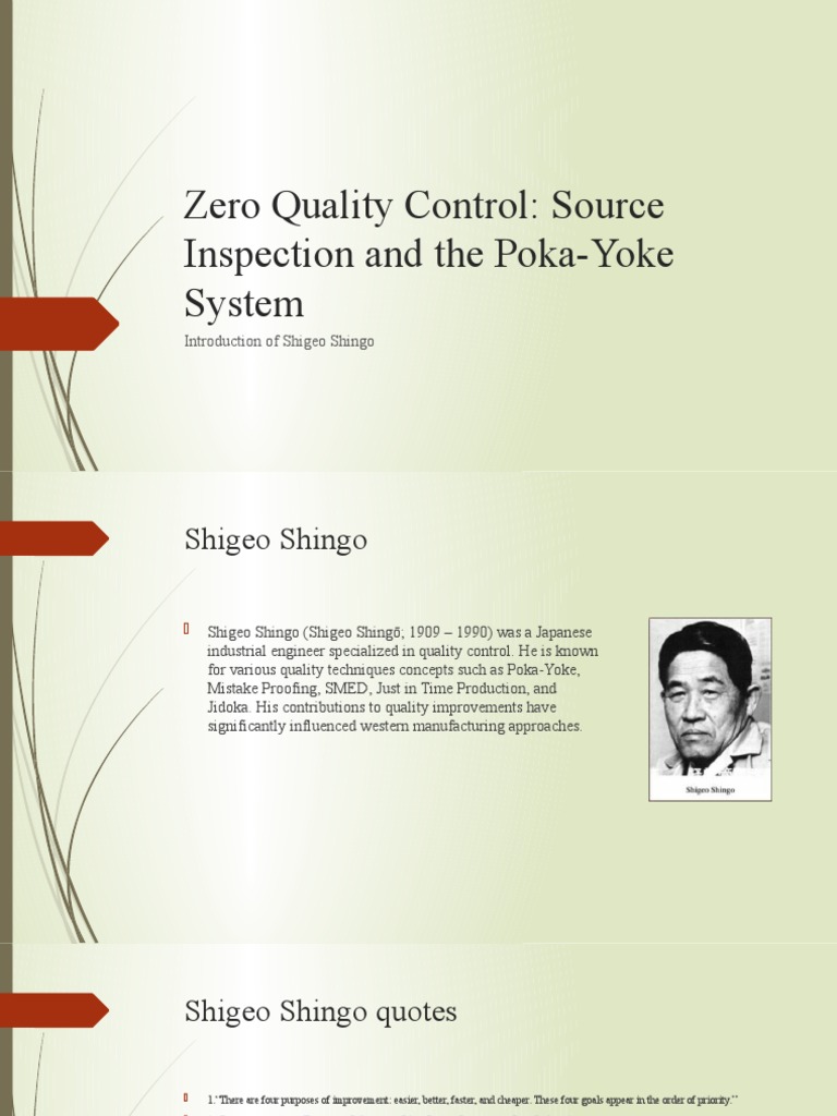 Zero Quality Control Source Inspection and The PokaYoke System PDF
