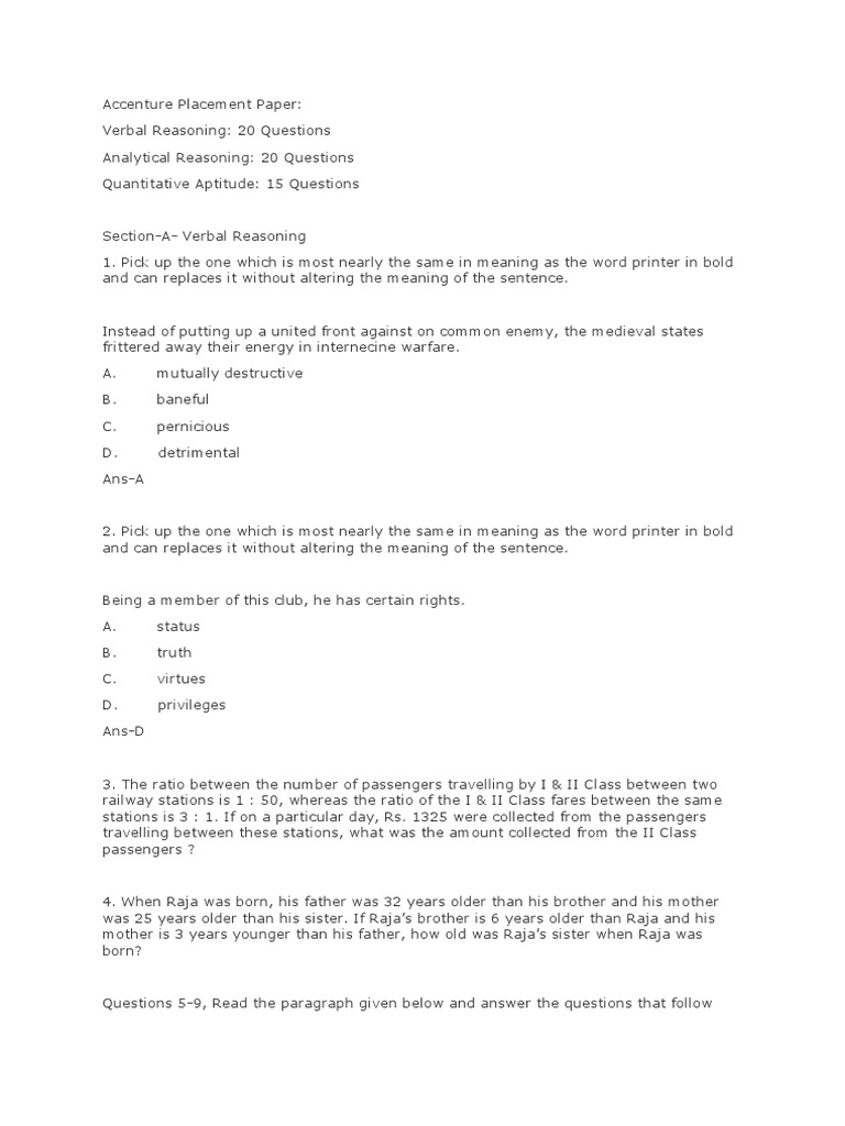 Accenture Placement Papers 2 | PDF | Interest | Numbers
