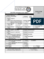 Palawan National School Senior High School Trainee Information Sheet Id Picture 2 X 2