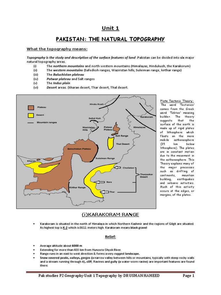 Unit 1 Pakistan The Natural Topography Pdf Himalayas Indus River