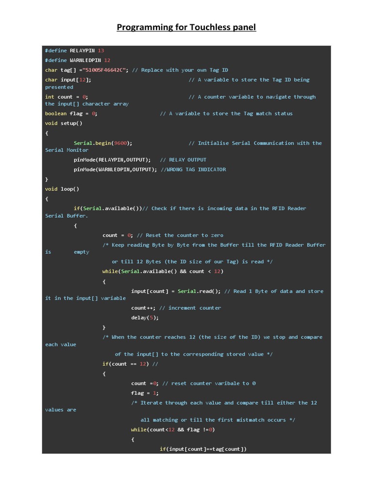 Programming For Touchless Panel: Char Char | PDF | Computer ...