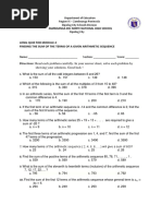 Long Quiz For Module 4 Finding The Sum of The Terms of A Given Arithmetic Sequence