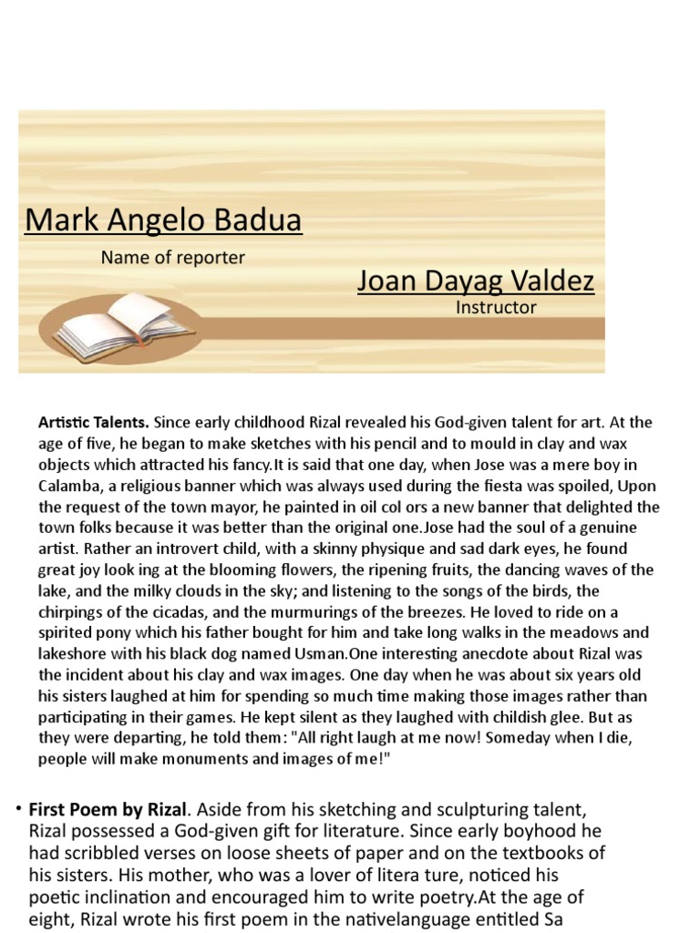 Jose Rizal's Early Artistic Journey | PDF | General Fiction