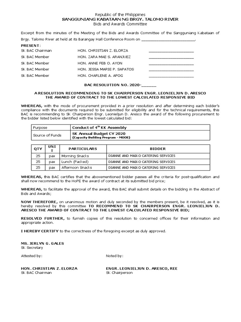 Sangguniang Kabataan NG Brgy. Talomo River: Republic of The Philippines ...