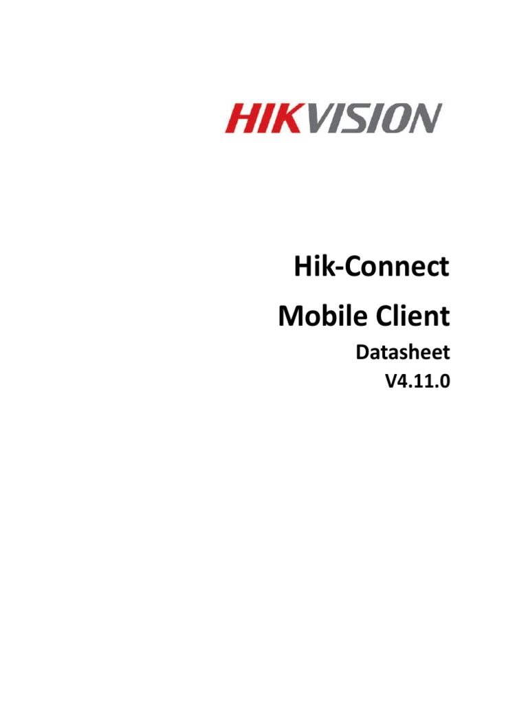 Hik-Connect Mobile Client V4.11.0 Datasheet | PDF | Mobile App | Qr Code
