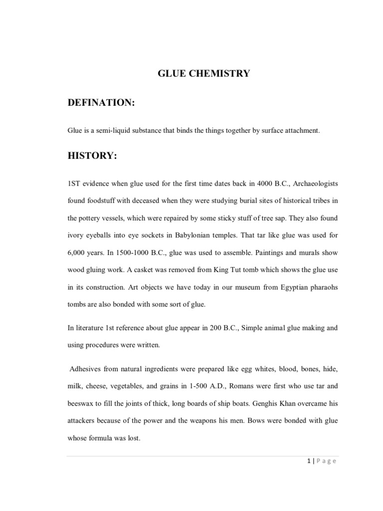 Glue Chemistry PDF Adhesive Adhesion