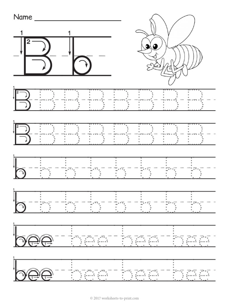 tracing letter b worksheet pdf