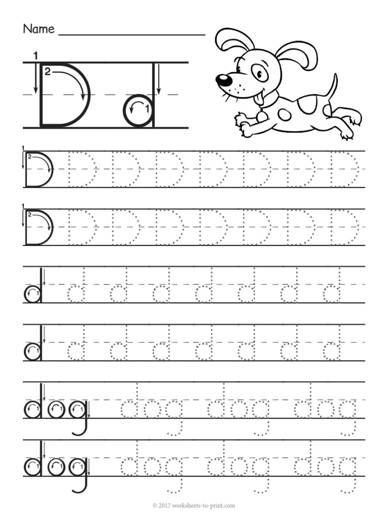Tracing Letter D Worksheet | PDF