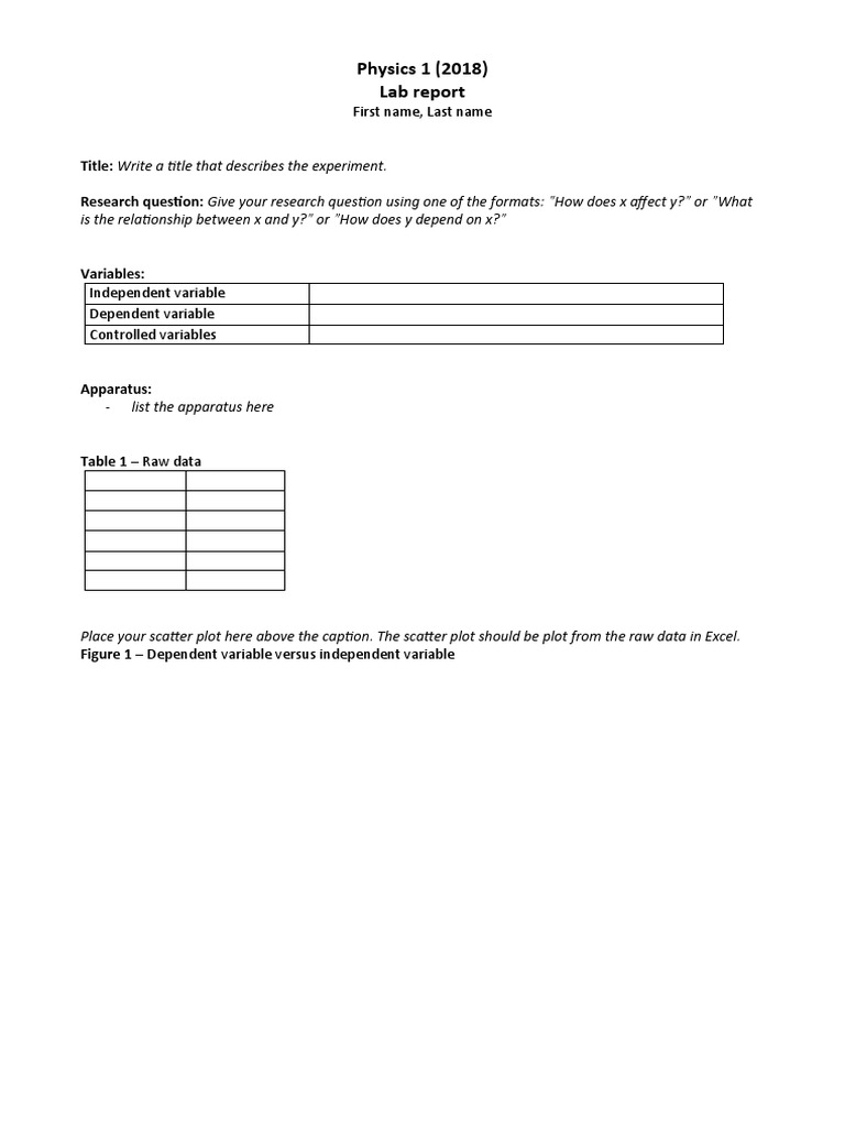 Physics Lab Report: Variable Relationships | PDF