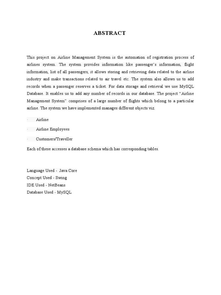 Airline Management System Overview | PDF | Conceptual Model | Databases