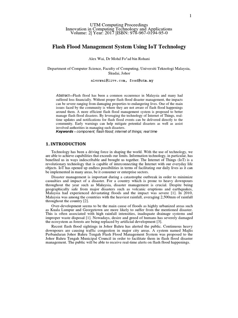 Flash Flood Management System Using IoT Technology | PDF | Software ...