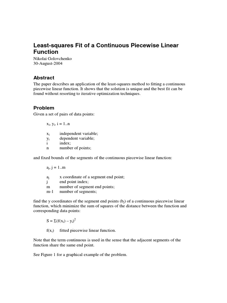 Least-Squares Fit for Piecewise Linear Functions | PDF | Least Squares ...