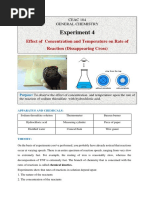 Experiment 4: Effect of Concentration and Temperature On Rate of Reaction (Dissappearing Cross)