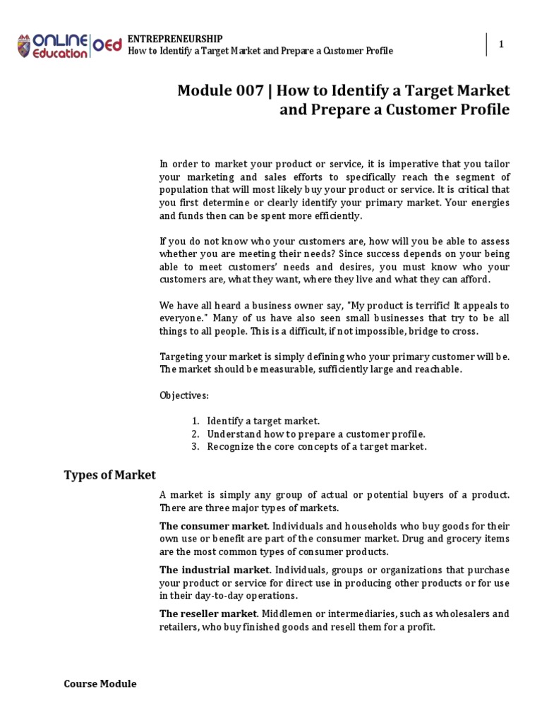 Target Market Identification Guide | PDF | Marketing | Market Segmentation
