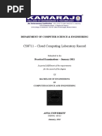 CS8711 - Cloud Computing Laboratory Record: Department of Computer Science & Engineering