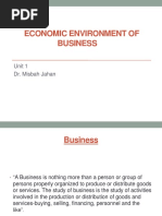 Economic Environment of Business: Unit 1 Dr. Misbah Jahan