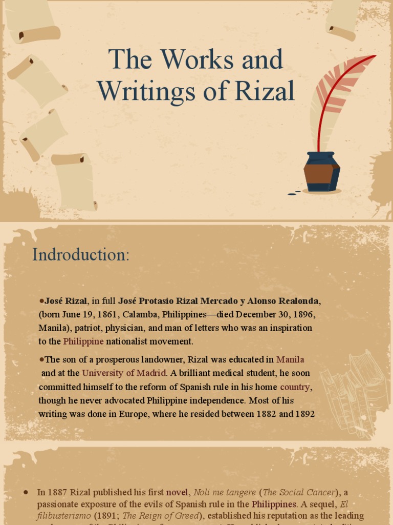 Works and Writing of Rizal | PDF | Philippines