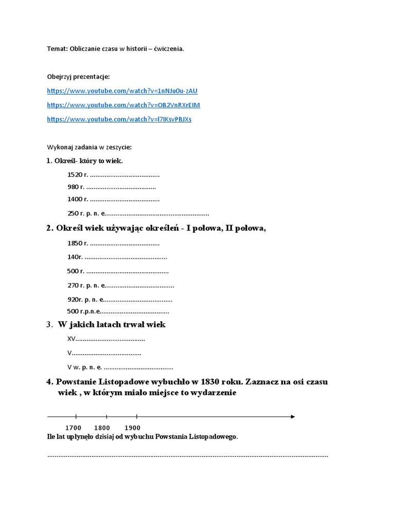 Obliczanie Czasu W Historii Test Online
