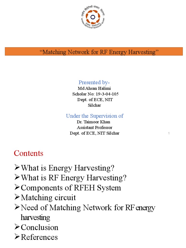 RF Matching Networks for Energy Harvesting | PDF | Energy Harvesting ...